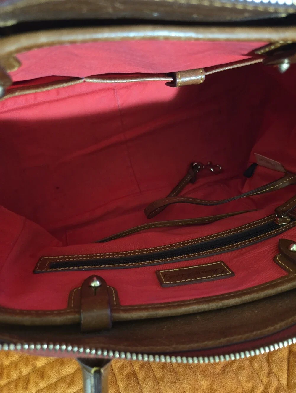 Dooney & Bourke Pebble Leather Satchel Red Brown Crossbody EUC
